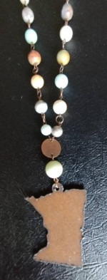 MINNESOTA leather "chain" 19" beaded NECKLACE
