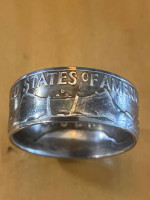 1963 90% silver half dollar coin ring size 9
