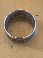 1963 90% silver half dollar coin ring size 9