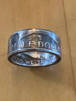 1963 90% silver half dollar coin ring size 9