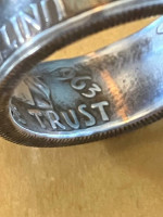 1963 90% silver half dollar coin ring size 9