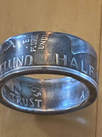 1963 90% silver half dollar coin ring size 9