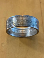 1966 Canadian .50 cent 80% silver coin ring size 11.5