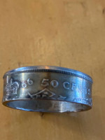 1966 Canadian .50 cent 80% silver coin ring size 11.5