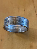 1966 Canadian .50 cent 80% silver coin ring size 11.5