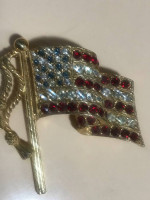 Gold & Precious Stones American Flag Pendant