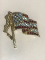 Gold & Precious Stones American Flag Pendant