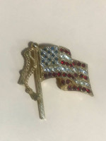 Gold & Precious Stones American Flag Pendant