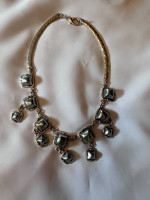 Fun Silver Necklace With Grey Stones