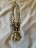 Fun Jean Necklace with rhinestones and jewels