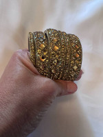 6 Gold looking bangle bracelets
