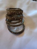 6 Gold looking bangle bracelets