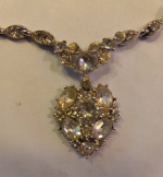 Bogoff Rhinestone HEART Necklace