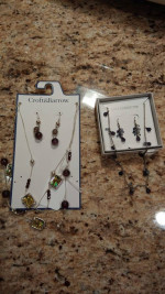 New - 2 Different Necklace with Earrings Sets