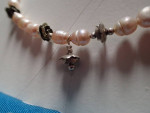 Handmade Light Pink Cultured Freshwater Pearls &Metal Flowers Necklace