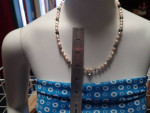 Handmade Light Pink Cultured Freshwater Pearls &Metal Flowers Necklace