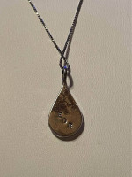 Zuni Inlay Teardrop Pendant with 24" Sterling Silver Box Necklace
