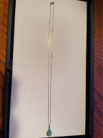 Zuni Inlay Teardrop Pendant with 24" Sterling Silver Box Necklace