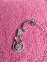 Sterling&Diamonds Heart Necklacs&Sterling &Diamonds Love Knot Earrings