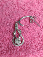 Sterling&Diamonds Heart Necklacs&Sterling &Diamonds Love Knot Earrings
