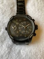 JBW G3 J6344D Diamonds Black Ion Plated Dual Time