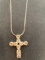 Sterling Silver Byzantine Cross on 16" Snake Necklace