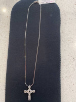 Sterling Silver Byzantine Cross on 16" Snake Necklace