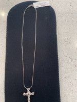 Sterling Silver Byzantine Cross on 16" Snake Necklace