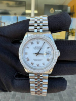 Rolex Datejust 36mm white Roman dial white gold diamond bezel 16220