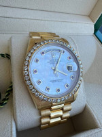 Rolex Day-Date 36 36mm President mop ruby dial diamond bezel 18238