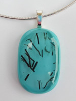 18" Sterling Silver Necklace with Fused Glass Pendant -- NEW IN BOX