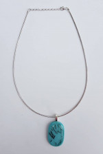 18" Sterling Silver Necklace with Fused Glass Pendant -- NEW IN BOX