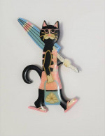 Whimsical Cat Going to the Beach Pin -- NEW