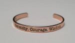6-Inch Copper Cuff – Stamped “Serenity.  Courage.  Wisdom.” -- NEW