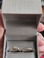 Diamond Engagement Ring with Matching Diamond Wedding Ring 10K