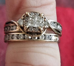 Diamond Engagement Ring with Matching Diamond Wedding Ring 10K