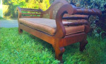 Available, Stunning Spanish Revival rattan vintage solid wodd sofa lov