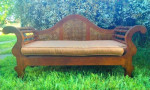 Available, Stunning Spanish Revival rattan vintage solid wodd sofa lov