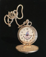 Silver Tone Mevlana Celaledoin Rum Kosta Steam Locomotive Quartz Pocke