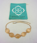 Kendra Scott Connely Peach Cat's Eye Statement Necklace Rose Gold Tone