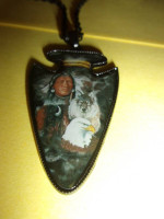New Arrowhead Pendant Necklace w/ Indian / Wolf / Eagle