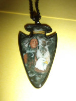 New Arrowhead Pendant Necklace w/ Indian / Wolf / Eagle