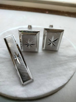 Men's cuff links and tie clip