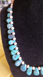 Turquoise & coral necklace 17 inches