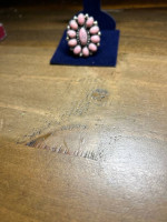 Large Pure Silver W/Pink Coral Stones