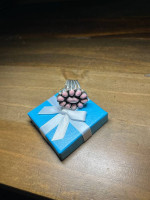 Large Pure Silver W/Pink Coral Stones