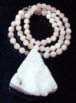 Pink Quartz & Quartz Druzy Sterling Silver Necklace