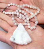 Pink Quartz & Quartz Druzy Sterling Silver Necklace