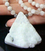 Pink Quartz & Quartz Druzy Sterling Silver Necklace