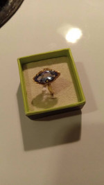 14K GOLD BLUE TOURMALINE RING SIZE 4